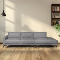 Sofa 2 Lugares 337Cm Com Chaise Pes Em Imbuia Veludo