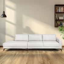 Sofa 2 Lugares 337cm com Chaise Pes em Imbuia Veludo Sofa 2 Lugares 337cm com Chaise Pes em Imbuia Veludo