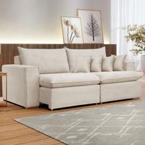 Sofá 2 Lugares Barcelona Retrátil Linho/Cru - Celflex Colchoes Sofá 2 Lugares Barcelona Retrátil Linho/Cru - Celflex Colchoes