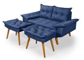 Sofá 2 Lugares Bariloche em Linho Mais Duas Banquetas