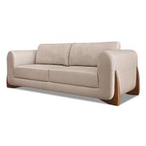 Sofá 2 Lugares Base De Madeira Clarissa 180 Cm Linho S04 - D'rossi Cor Areia