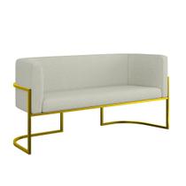 Sofá 2 Lugares Base Metal Dourada Reforçada Recepção Bouclê