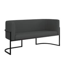 Sofá 2 Lugares Base Metal Preta Reforçada Recepção material sintético Cinza Sofá 2 Lugares Base Metal Preta Reforçada Recepção material sintético Cinza