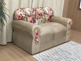 Sofá 2 Lugares Bege com Floral 607/66 Viena