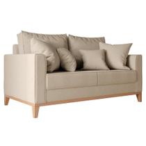 Sofá 2 Lugares Beny Base de Madeira Linho Rústico Bege