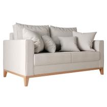 Sofá 2 Lugares Beny Base de Madeira Linho Rústico Cru Sofá 2 Lugares Beny Base de Madeira Linho Rústico Cru