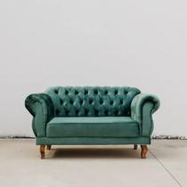 Sofá 2 Lugares Chesterfield Fixo em Veludo Elizabeth Yescasa Verde Sofá 2 Lugares Chesterfield Fixo em Veludo Elizabeth Yescasa Verde