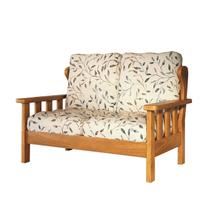 Sofá 2 Lugares com Almofadas Tecido Corano 100% Madeira Maciça