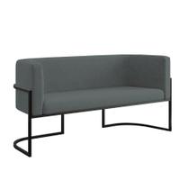 Sofá 2 Lugares Com Base De Metal Preto Reforçada Cinza Sofá 2 Lugares Com Base De Metal Preto Reforçada Cinza