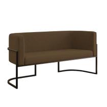 Sofá 2 Lugares Com Base De Metal Preto Reforçada Marrom Sofá 2 Lugares Com Base De Metal Preto Reforçada Marrom