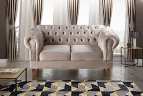 Sofá 2 Lugares Decoração Sara Recepção Dom Pedro Chesterfield Cinza Capuccino