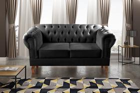 Sofá 2 Lugares Decoração Sara Recepção Dom Pedro Chesterfield Preto Sofá 2 Lugares Decoração Sara Recepção Dom Pedro Chesterfield Preto