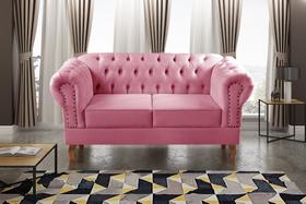 Sofá 2 Lugares Decoração Sara Recepção Dom Pedro Chesterfield Rosa