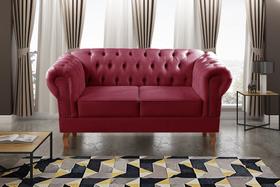 Sofá 2 Lugares Decoração Sara Recepção Dom Pedro Chesterfield Vermelho Bordô Sofá 2 Lugares Decoração Sara Recepção Dom Pedro Chesterfield Vermelho Bordô