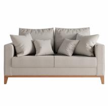 Sofá 2 Lugares Decorativo 1,80cm Beni Base Madeira Linho Bege - Montanaris Decor Sofá 2 Lugares Decorativo 1,80cm Beni Base Madeira Linho Bege - Montanaris Decor