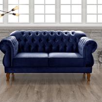 Sofá 2 Lugares Duquesa Chesterfield Decoração Recepção Azul Marinho Sofá 2 Lugares Duquesa Chesterfield Decoração Recepção Azul Marinho