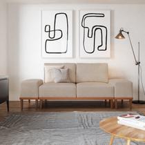 Sofá 2 Lugares e 2 Puffs em Linho Boreal com Mola Ensacada CabeCasa MadeiraOriginals Sofá 2 Lugares e 2 Puffs em Linho Boreal com Mola Ensacada CabeCasa MadeiraOriginals