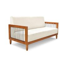 Sofá 2 Lugares Elisabeth Linho Natural e Madeira