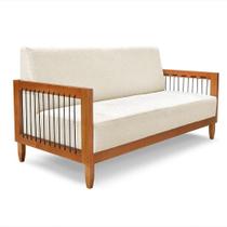 Sofá 2 Lugares Elisabeth Linho Off White e Madeira Sofá 2 Lugares Elisabeth Linho Off White e Madeira
