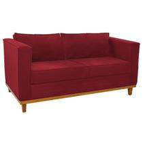 Sofá 2 Lugares Europa Suede Vermelho Amarena Móveis Sofá 2 Lugares Europa Suede Vermelho Amarena Móveis