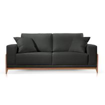 Sofá 2 Lugares Fixo Living Paris Couro Preto 1,9m MK