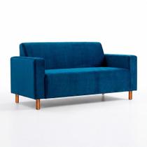 Sofá 2 Lugares Herval Elos, Veludo Azul, 158 cm