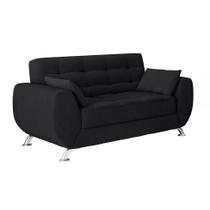 Sofá 2 Lugares Larissa Suede Preto Sofá 2 Lugares Larissa Suede Preto