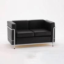 SOFÁ 2 LUGARES LE CORBUSIER PREMIUM EM material sintético PRETO