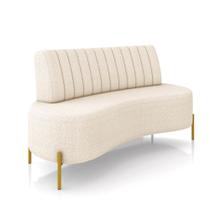 Sofá 2 Lugares Living 135cm Pé Ferro Dourado Maraú Bouclê Bege - D'Rossi Sofá 2 Lugares Living 135cm Pé Ferro Dourado Maraú Bouclê Bege - D'Rossi