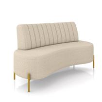 Sofá 2 Lugares Living 135cm Pé Ferro Dourado Maraú Bouclê Creme K01 - D'rossi