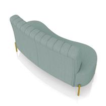 Sofá 2 Lugares Living 135cm Pé Ferro Dourado Maraú Bouclê K01 - D'rossi Cor Azul