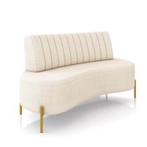 Sofá 2 Lugares Living 135cm Pé Ferro Dourado Maraú Bouclê K01 - D'rossi Cor Bege