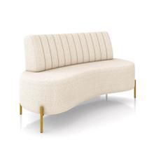 Sofá 2 Lugares Living 135cm Pé Ferro Dourado Maraú Bouclê K01 - D'rossi Cor Creme