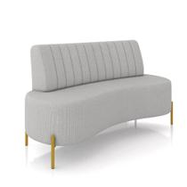 Sofá 2 Lugares Living 135cm Pé Ferro Dourado Maraú Linho Cinza K01 - D'rossi