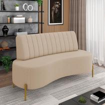 Sofá 2 Lugares Living 135cm Pé Ferro Dourado Maraú Linho K01 - D'Rossi Sofá 2 Lugares Living 135cm Pé Ferro Dourado Maraú Linho K01 - D'Rossi