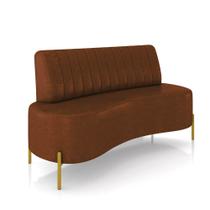 Sofá 2 Lugares Living 135cm Pé Ferro Dourado Maraú Sint PU Marrom K01 - D'Rossi