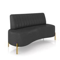 Sofá 2 Lugares Living 135cm Pé Ferro Dourado Maraú Sint Pu Preto K01 - D'rossi Sofá 2 Lugares Living 135cm Pé Ferro Dourado Maraú Sint Pu Preto K01 - D'rossi