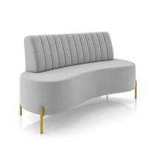 Sofá 2 Lugares Living 135cm Pé Ferro Dourado Maraú Veludo Cinza K01 - D'Rossi