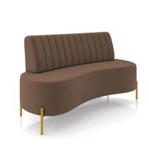 Sofá 2 Lugares Living 135cm Pé Ferro Dourado Maraú Veludo Marrom K01 - D'rossi