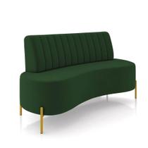 Sofá 2 Lugares Living 135cm Pé Ferro Dourado Maraú Veludo Verde K01 - D'rossi