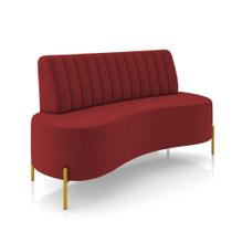 Sofá 2 Lugares Living 135cm Pé Ferro Dourado Maraú Veludo Vermelho K01 - D'Rossi