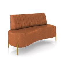 Sofá 2 Lugares Living 160cm Pé Ferro Dourado Maraú Sint PU K01 - D'Rossi