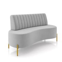 Sofá 2 Lugares Living 160cm Pé Ferro Dourado Maraú Veludo Cinza K01 - D'rossi