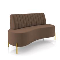 Sofá 2 Lugares Living 160cm Pé Ferro Dourado Maraú Veludo Marrom K01 - D'Rossi