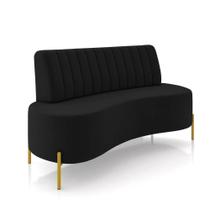 Sofá 2 Lugares Living 160cm Pé Ferro Dourado Maraú Veludo Preto K01 - D'rossi
