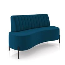 Sofá 2 Lugares Living 160cm Pé Ferro Pto Maraú Veludo Azul Marinho K01 - D'rossi