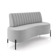 Sofá 2 Lugares Living 160cm Pé Ferro Pto Maraú Veludo Cinza K01 - D'rossi