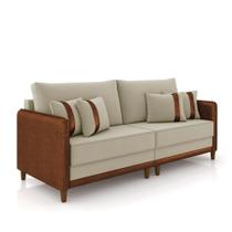 Sofá 2 Lugares Living 172cm Pé Madeira Valença Marrom/veludo Bege K01 - D'rossi