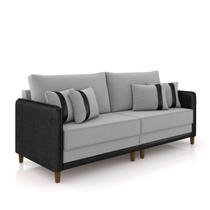 Sofá 2 Lugares Living 172cm Pé Madeira Valença Pto/Veludo Cinza K01 - D'Rossi