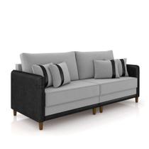 Sofá 2 Lugares Living 172cm Pé Madeira Valença Pto/veludo Cinza K01 - D'rossi